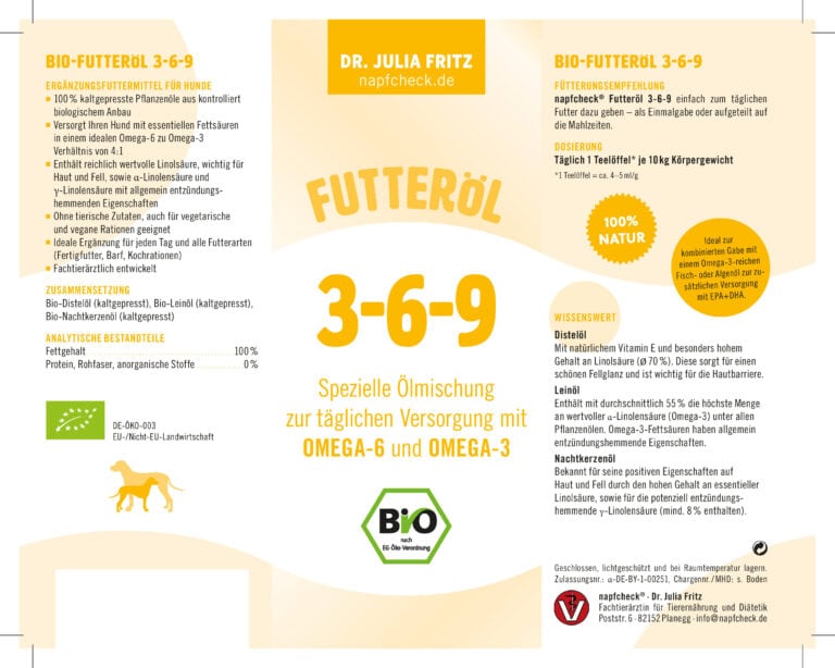 napfcheck Bio Futteröl 369 für Hunde napfcheck shop de